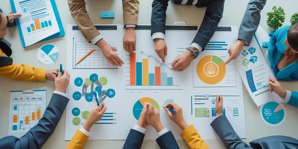 Illustratie van een groep communicerende mensen bij een wereldbol